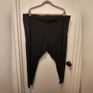 Torrid Black Leggings with Velvet and Rhinestone Stripes on Sides